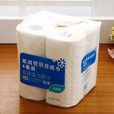

【Jingdong Supermarket】 Ou Runzhe Teflush Paper 65 Home Bathroom Multi-purpose Reel Tissue Kitchen Oil-absorbing Roll Paper 4-pack