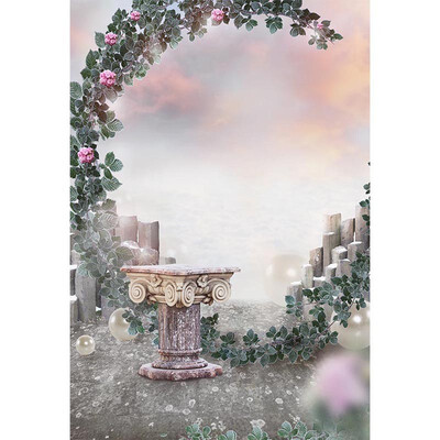 

Green Wreath the Sky Photo Backdrop 57FT Vinyl Fabric Cloth Digital Printing Photo Background -3209