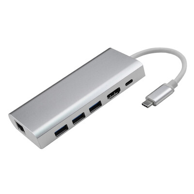 

6 In 1 Usb Type-c Hub Hdmi RJ45 USB30 Converter Thunderbolt 3 Adapter Multiport Usb30 Usb-c Charge Cable For laptop