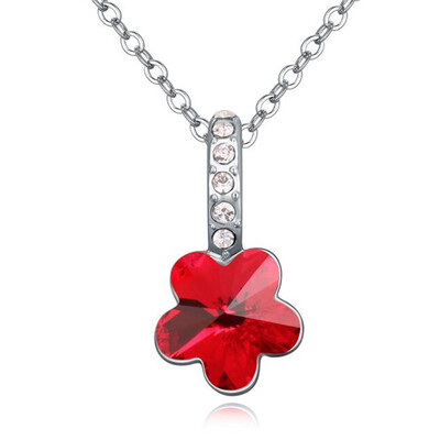 

Crystal Plum Pendant Necklace Made With Austrian Crystals From Swa Elements For Women Gift White Gold Plated 17544