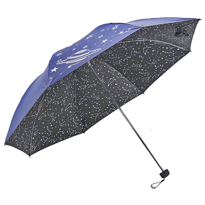 

Paradise umbrella black plastic inside&outside silk printed with stars 30 sunny umbrella sun umbrella Navy 30496ELCJ