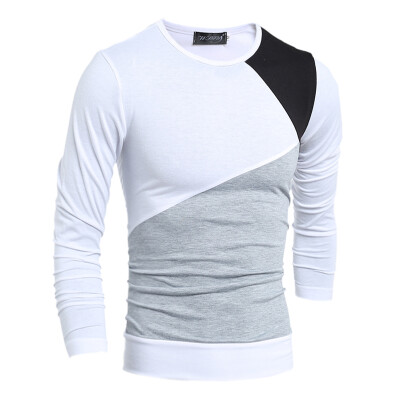 

Zogaa New Men's T-shirt Fashion Patchwork Korean Slim Long Sleeve