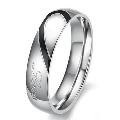 

Hpolw Mens/ Womens Brand Jewelry Stainless Steel Lettering Ring Ring "Real Love" Couples silver Wedding rings