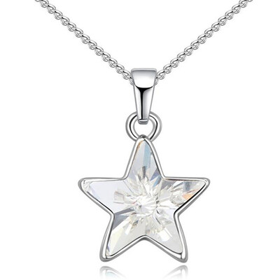 

Fashion Crystal Star Pendant Necklaces Chain Necklace For Women Made with Crystal from Austria White Gold Plated 26628
