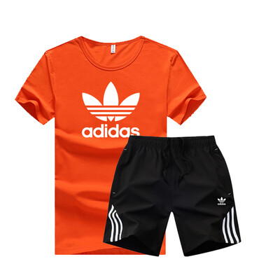 

Damaizhang Brand Men Sport T-shirt With Pant Summer Mens Jogging Set Cotton Breathable Track Suit Running Clothing