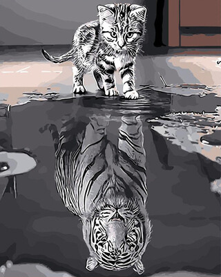 

Funny Animals Oil Paintings Diy Paint by Numbers for Adults&Beginners - Cat Or Tiger