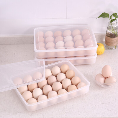 

FaSoLa egg storage box plastic refrigerator fresh egg box with lid 24 egg box 3 sets