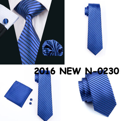 

2016 New Style Vogue Men Silk Tie Handkerchief Cufflinks Set High Quality Necktie 2016 New Year Promotion