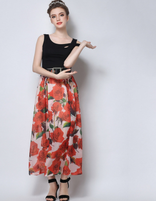 

Lovaru ™Chiffon skirts Europe station 2015 summer new fashion style big skirt dress