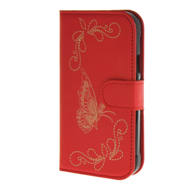 

MOONCASE Butterfly pattern Leather Flip Wallet Card Slot Stand Back чехол для Samsung Galaxy Xcover 3 SM-G388F Red