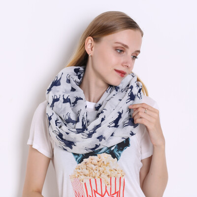 

Шарфы для женщин Voile Infinity Collar Кольцо Шарф Оленьей шкуры Печать Роскошные марлевые шарфы JeouLy Echarpes Foulards Femme