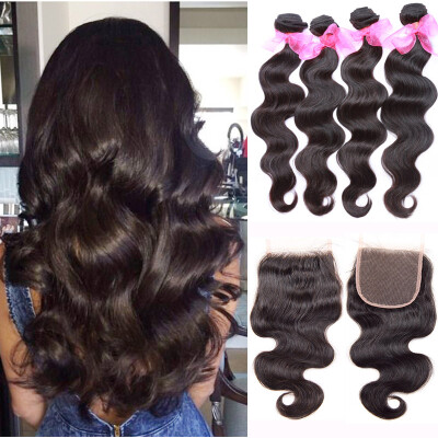

Dream Like Unprocessed Human Hair Malaysian Virgin Hair Body Wave 4 Bundles with Closure