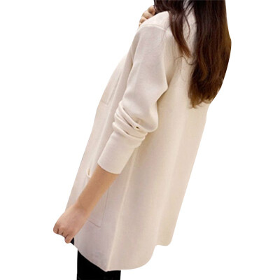 

Women Long Cardigan Slim Pocket Loose Knit Sweater Outwear Coat