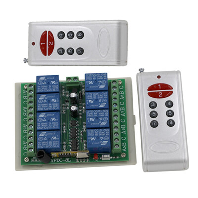 

MITI RF Wireless Switch Remote Control Switch DC12V 8CH Radio Controller 2 Transmitter + 1 Receiver