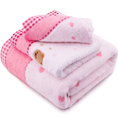 

Sanli cotton twist yarn embroidered corners scarf towel bath towel gift box three sets of pink