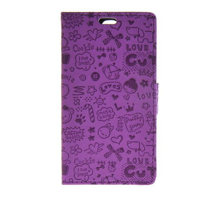 

MOONCASE Cute Little Witch Leather Side Flip Wallet Card Holder Stand Pouch Case Cover for LG AKA Purple