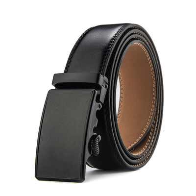 

XHtang Mens Belt Genuine Leather Automatic Buckle belt For Waistband Ratchet Strap Black Leather Belt Designer Belt For Jeans Gift