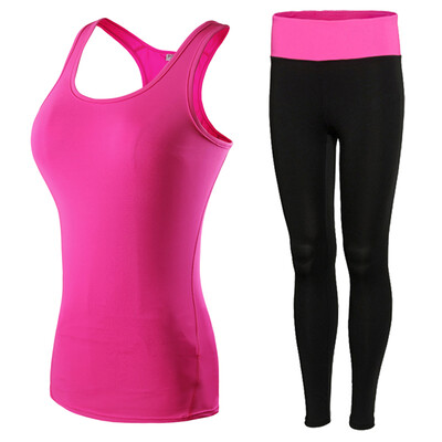 

Quickly Dry Sexy Girls Yoga Sport Suit Pant SportswearTankTops Fitness Tights Yoga