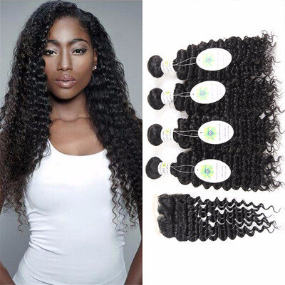 

Malaysian Deep Wave With Closure Malaysian Virgin Hair 4 Bundles With Lace Closure Malaysian Deep Curly Virgin Hair With Closure