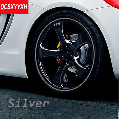 

8M / Roll Car Wheel Protector Hub Наклейка Автомобиль Декоративный стиль Хромированная полоса Оправы лезвия Защита шин Авто аксессуары