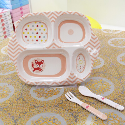

SMJM 4-Compartment Melamine Divided Dinner Plates for Baby Kids Children Healthy Habits Divided Kids Portion Tray Dinnerware