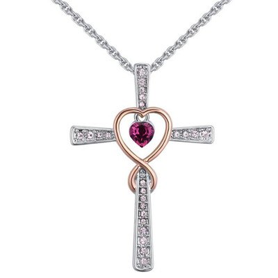 

Crystal from Austria Elements Heart Cross Pendant Necklaces Vintage Retro Women Jewelry White Gold Plated 27993