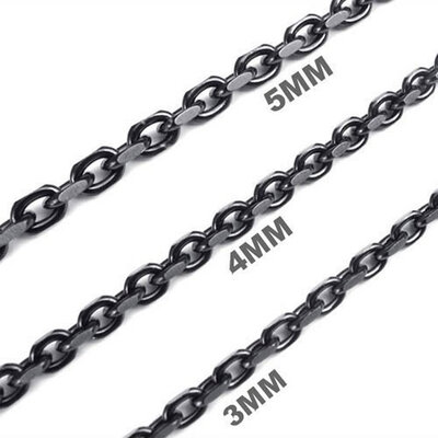 

Hpolw Wholesale Trendy Jewelry Mens 5mm Stainless Steel Casting Black O Links Lobster Clasps Chain Necklace with 16-40" inch