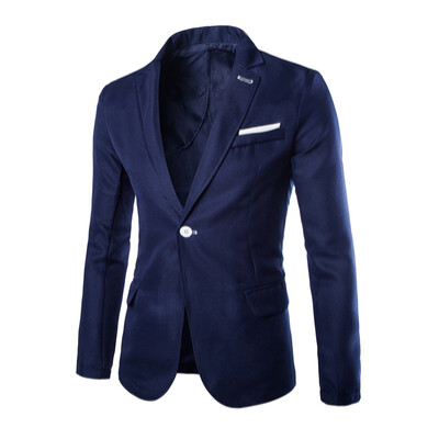 

New Foreign Mens Suit Solid Color Single-Breasted Long Sleeve Suit Simple Style Mens Business Suit Jacket
