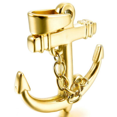 

Hpolw Men Stainless Steel Casting 18K Gold Pendant Anchor Nautical Polished Gold-plated Necklace with 23 inch Chain