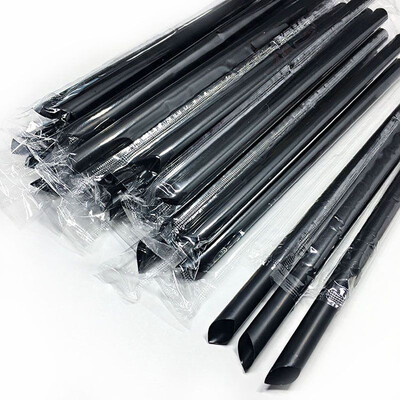 

100pcs disposable straw juice straws black independent packaging large caliber Juice Party Ice Tea Bar Party Tool Decoration