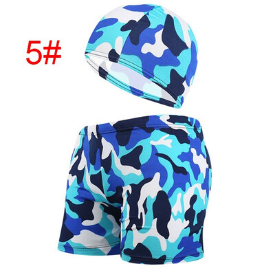 

Men&39s Large Size Swimming Trunks Sports Wear Beach Boxer Shorts with Swimming Cap