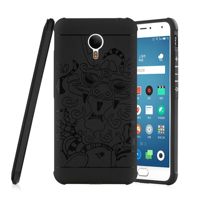 

Goowiiz Phone Case For Meizu MeiLan EE2X Carved Dragon Thin Matte soft Silicone Prevent falling