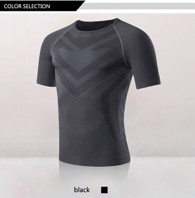 

Black Dry Bodybuilding Sportswear FitnessTight Blouse Mens short sleeve T-shirt