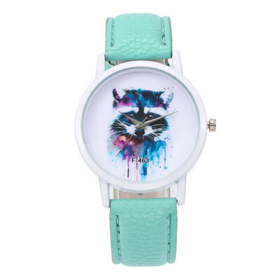 

Zhoulianfa Brand Women Quartz Watch Fashion Raccoon Print Leather Band Analog Wristwatch Ladies Casual Dress Watches relogio