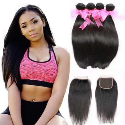 

Dream Like 100 Human Hair 4 Bundles Indian Virgin Hair Straight Hair with Closure