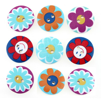 

mymei 1 Bag 100pcs Mixed Pattern Wooden Buttons Fit Sewing and Scrapbook 20mm