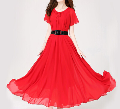 

Lovaru ™ 2015 осенью новый длинный отрезок с короткими рукавами шифона платье богемной пляж курорта платье темперамент женщин