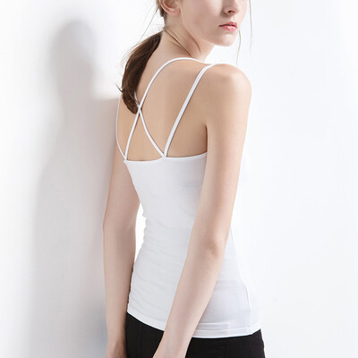 

Canvaus Summer New Women Beauty Back Sexy Slim Cross Strap Vest Cotton Camisole Tanks Tops