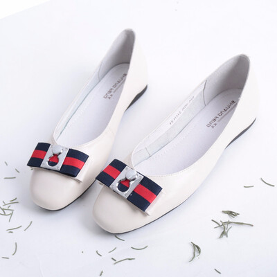 

SHUANGFENG 2018 Spring Summer Women Shoes Fashion Bow Tie Flat Shoes Woman Genuine Leather Casual Ladies Shoes for Female Footwear
