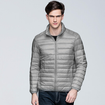 

male light thin short Down Jackets male Stand collar Loose coat Outdoor sport Run Hiking wading