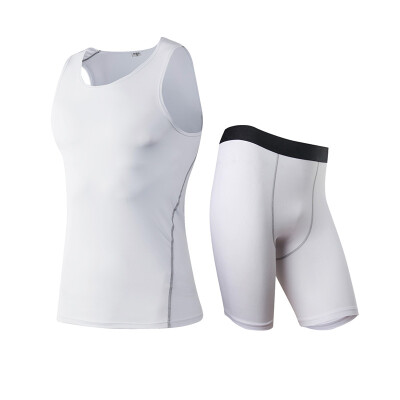 

Running Set Wicking Sport Suit Sleeveless Vest T-Shirt Pant Gym MenS Sportswear