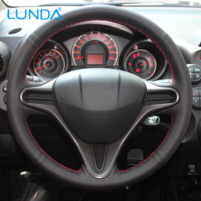 

LUNDA Black Leather Car Steering Wheel Cover for Honda Civic Old Civic 2006-2011