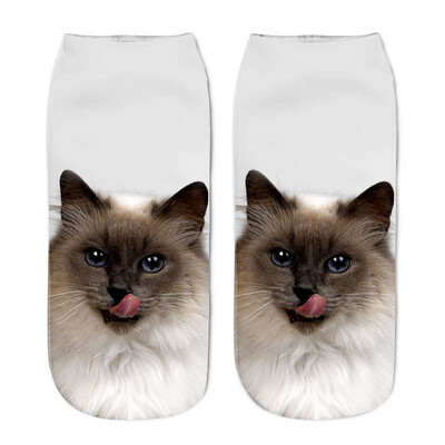 

1 Pair Funny Unisex Short 3D Cat Printed Anklet Casual Socks