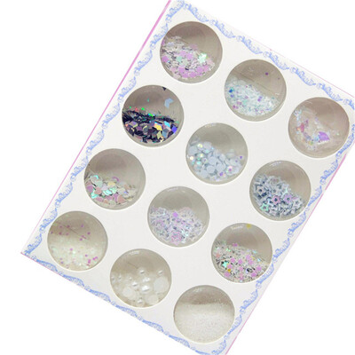 

White Nail Glitter Love Flower Paillette Mermaid Powder Dot Holographic Silver Flakies Sequins Manicure Flakes Decoration Tools