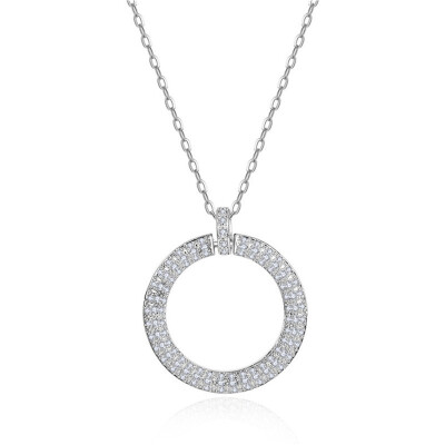 

Aiyaya Fashion Jewelry Micro Cubic Zircon Pave Round Circle Pendnat Necklace Chain