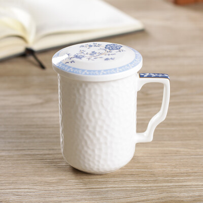 

Jingdong supermarket] rhyme Tang relief bone china office cup mark milk cup office cup cup cup Yilan