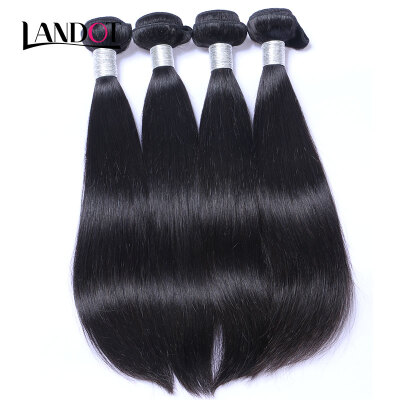 

8A Indian Virgin Hair Straight Natural Black 100 Unprocessed Human Hair Weaves 4 Bundles Lot Indian Remy Hair Extensions Can Dye