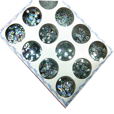 

12 Box Glitter Laser Sliver Sequins Nail Art Маникюр Ongles Nail Paillette Flakes Beauty Makeup Eyes Украшение Аксессуары Новое
