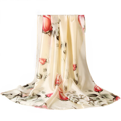 

Shanghai Story STORY Of SHANGHAI Imitation silkworm silk scarves ladies autumn&winter casual scarf shawl flower branch rhyme apricot yellow