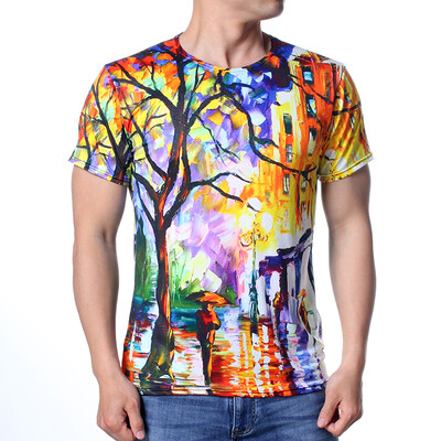 

Fashion Mens O-neck Tops Lovely Forest Print Pullover T-Shirts
